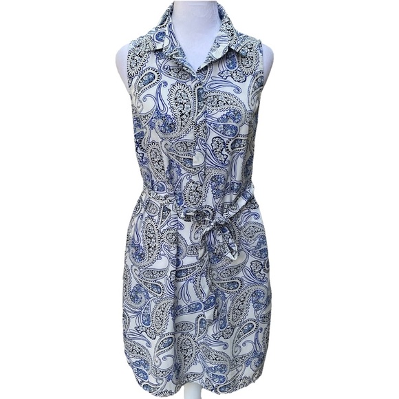 Banana Republic Factory Dresses & Skirts - Banana Republic Blue White Paisley Sheath Dress Sleeveless Sz 6 Summer Resort
